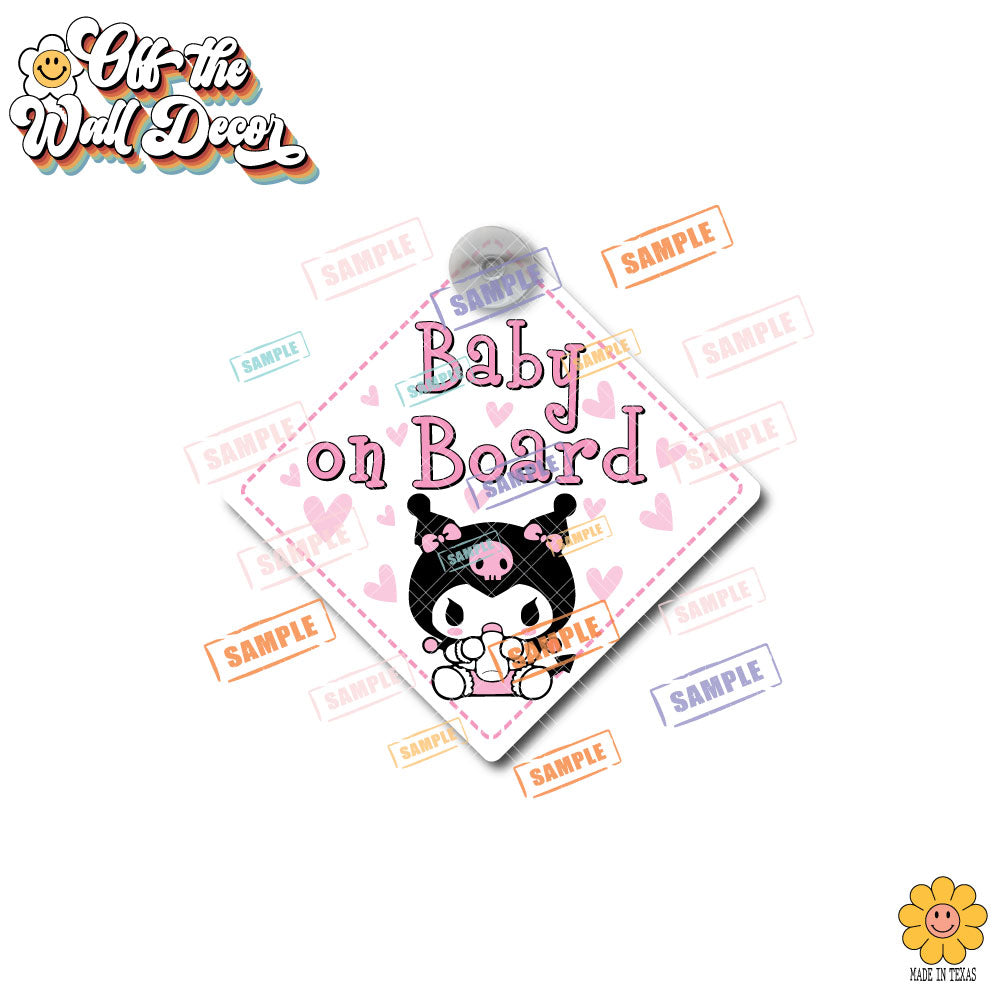Baby Kuromi | Baby on Board | Suction Cup Sign, Magnet OR Vinyl Decal Sticker