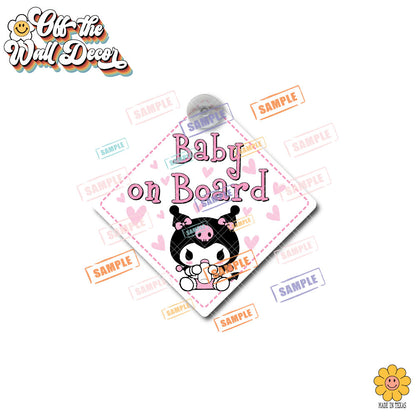 Baby Kuromi | Baby on Board | Suction Cup Sign, Magnet OR Vinyl Decal Sticker