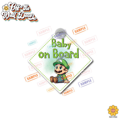 Baby Luigi | Baby on Board | Suction Cup Sign, Magnet OR Vinyl Decal Sticker