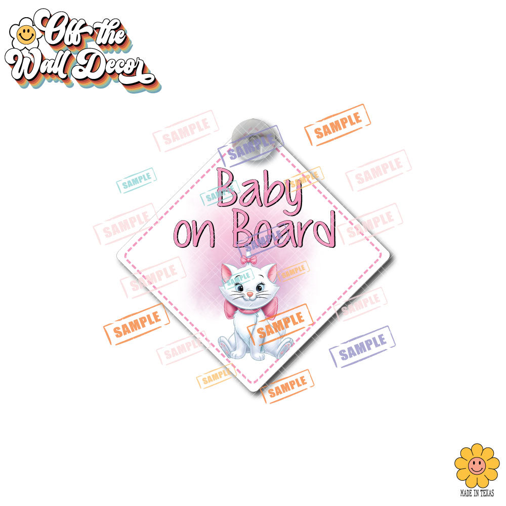 Marie Kitty | Baby on Board | Suction Cup Sign, Magnet OR Vinyl Decal Sticker