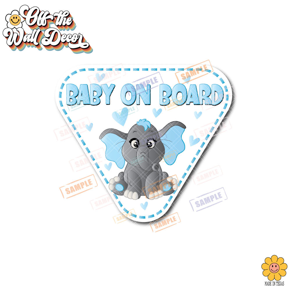 Baby Boy Elephant | Baby on Board | Suction Cup Sign, Magnet OR Vinyl Decal Sticker