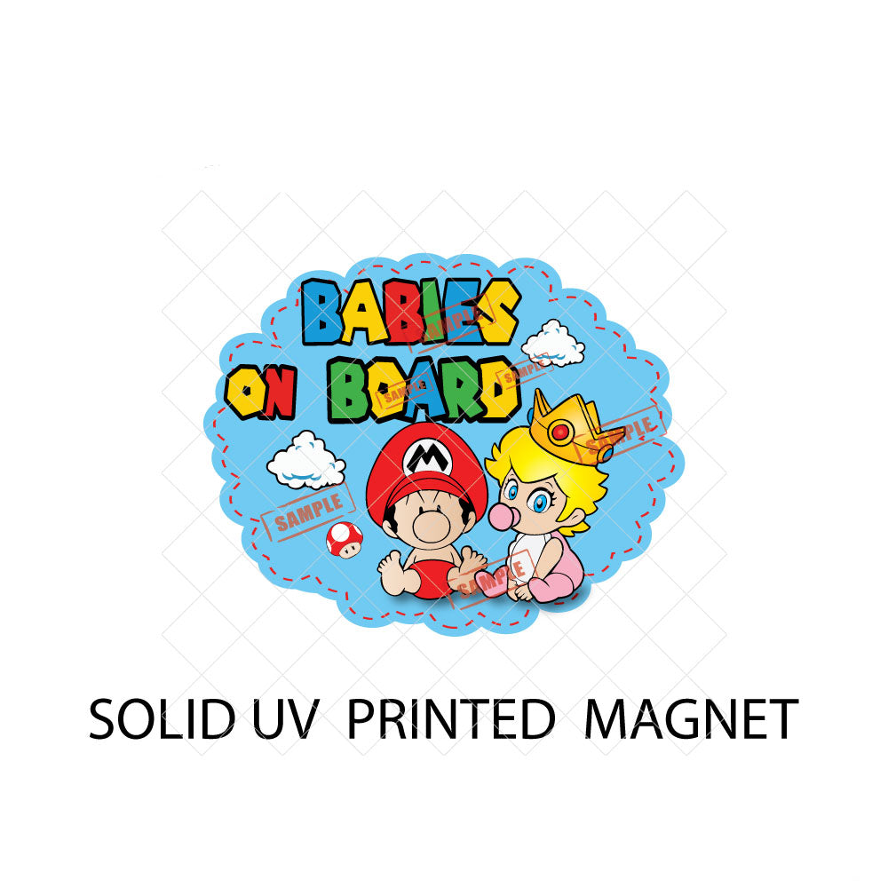 Baby Mario & Peach | Baby on Board | Suction Cup Sign, Magnet OR Vinyl Decal Sticker