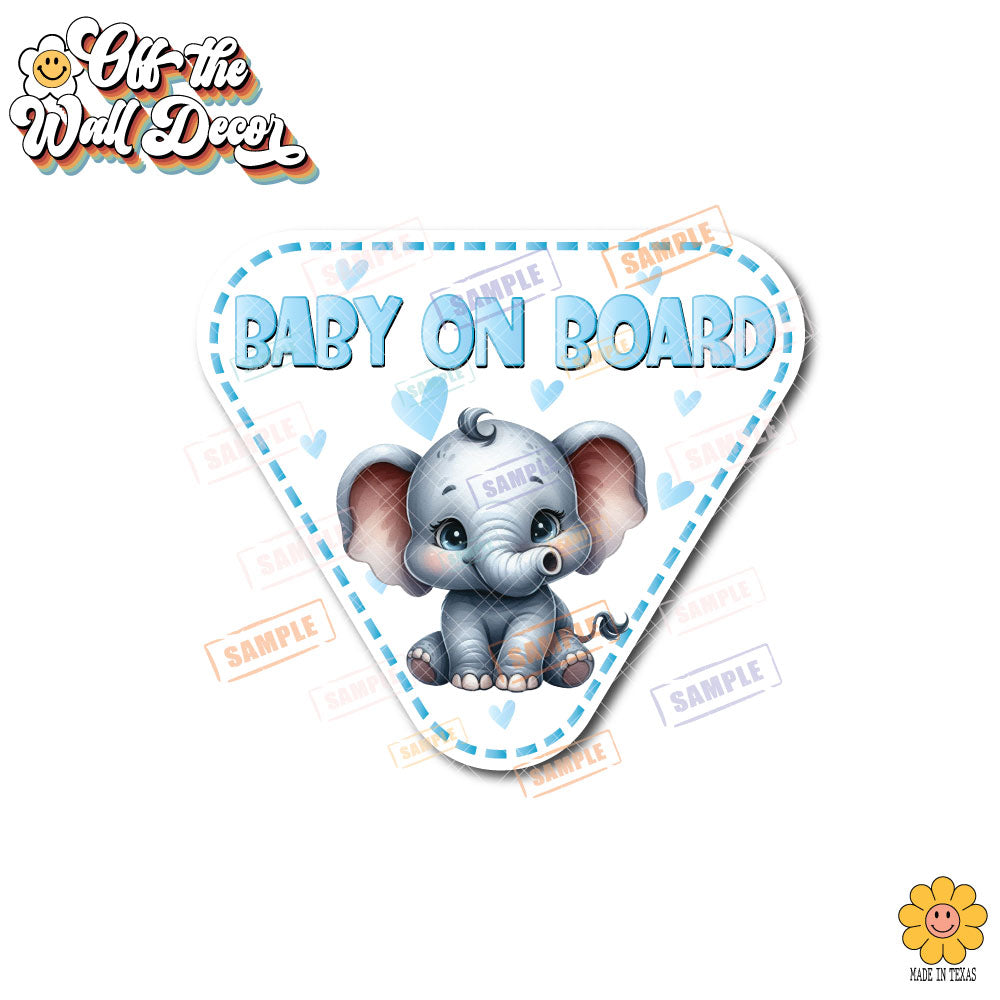 Baby Boy Elephant | Baby on Board | Suction Cup Sign, Magnet OR Vinyl Decal Sticker