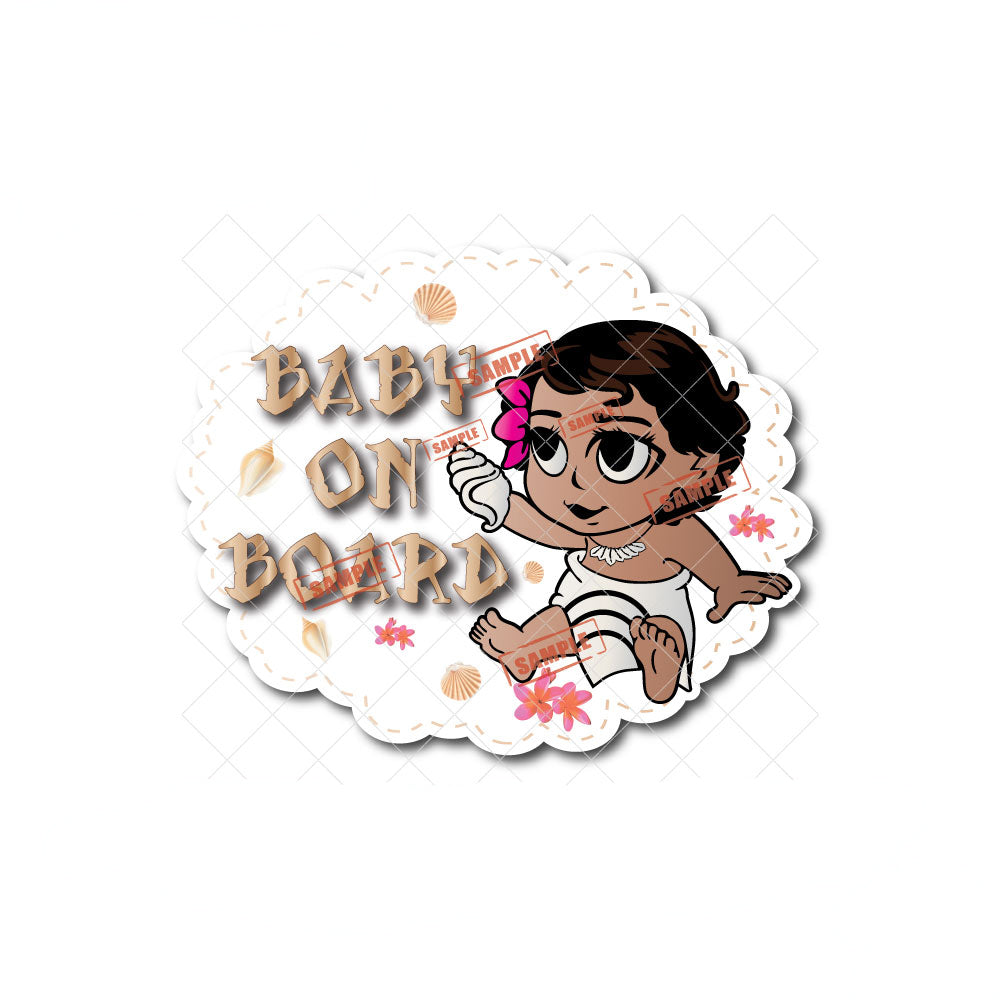 Moana Hawaiian Princess | Baby on Board | Suction Cup Sign, Magnet OR Vinyl Decal Sticker