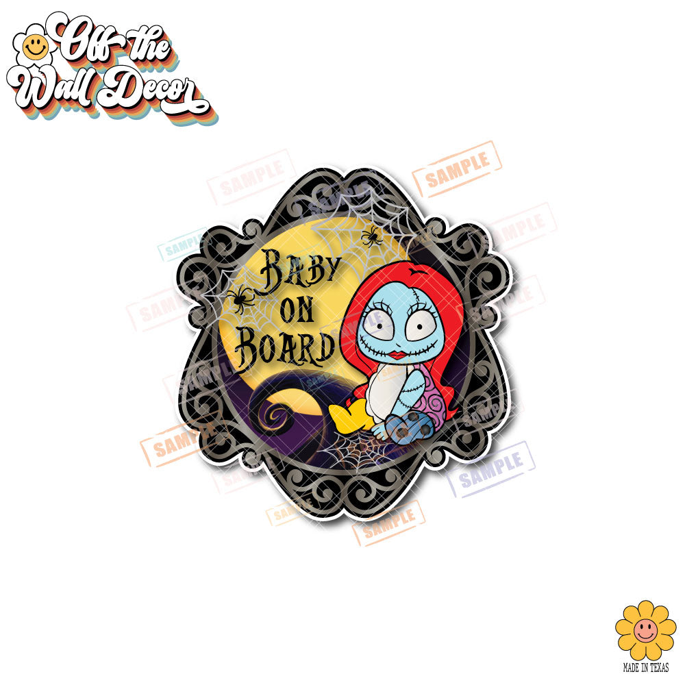 Sally Halloween | Baby on Board | Suction Cup Sign, Magnet OR Vinyl Decal Sticker