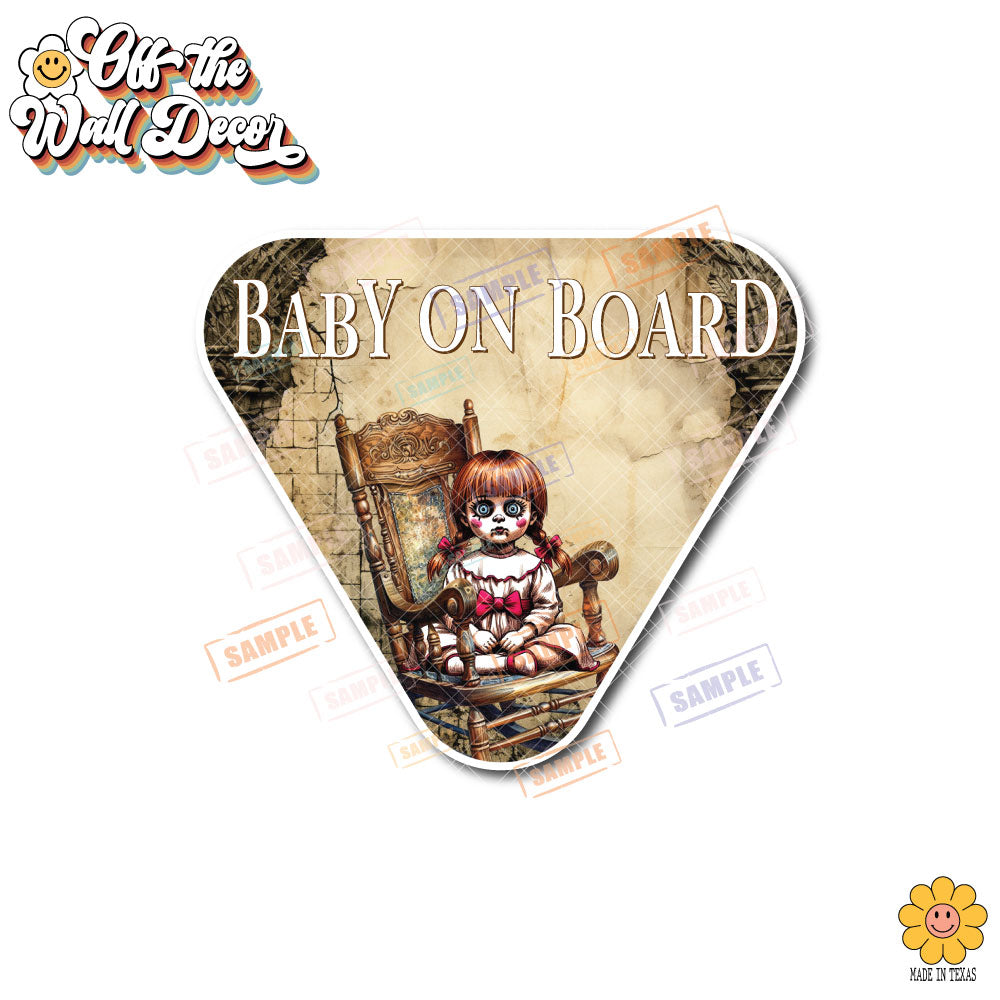 Annabelle | Baby on Board | Suction Cup Sign, Magnet OR Vinyl Decal Sticker