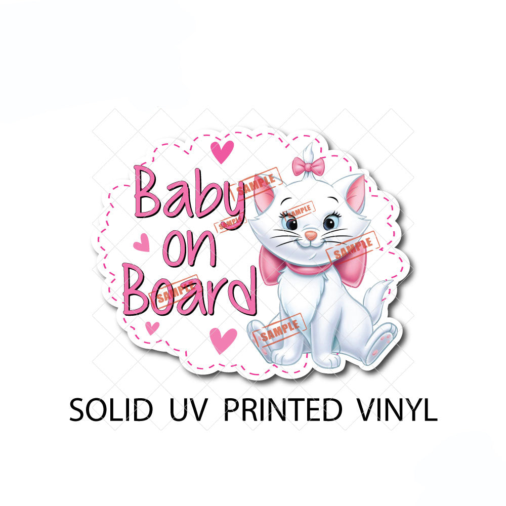 Marie Kitty | Baby on Board | Suction Cup Sign, Magnet OR Vinyl Decal Sticker
