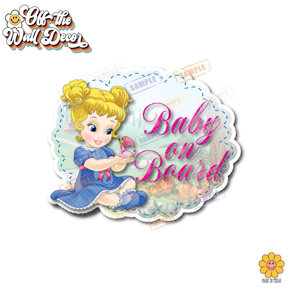 Little Cinderella | Baby on Board | Suction Cup Sign, Magnet OR Vinyl Decal Sticker
