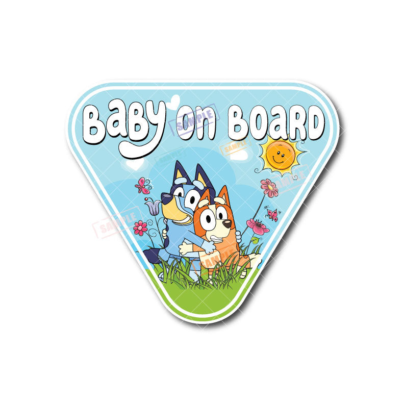 Bluey & Bingo | Baby on Board | Suction Cup Sign, Magnet OR Vinyl Decal Sticker