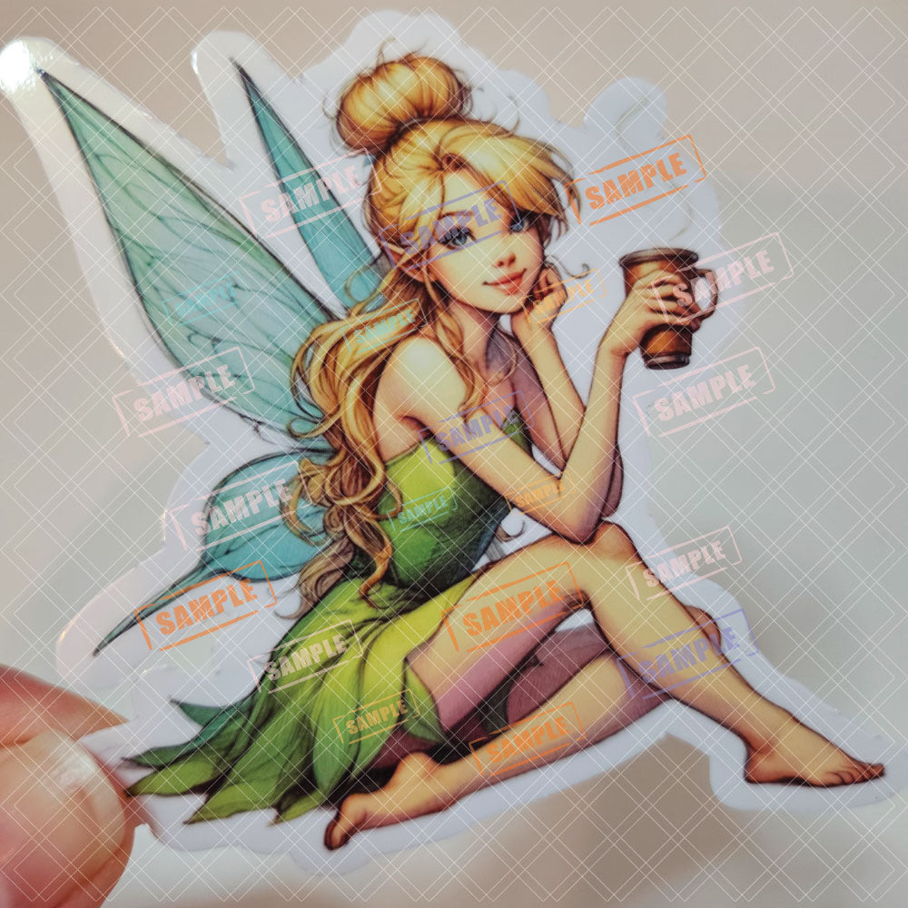 Princess Mug Waterproof Sticker: Holographic or Glossy Laminate