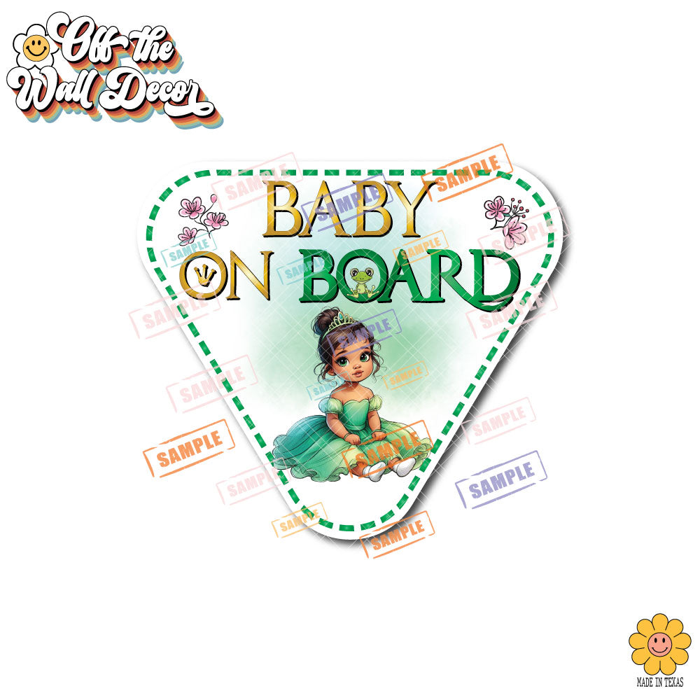 Baby Princess Tiana | Baby on Board | Suction Cup Sign, Magnet OR Vinyl Decal Sticker