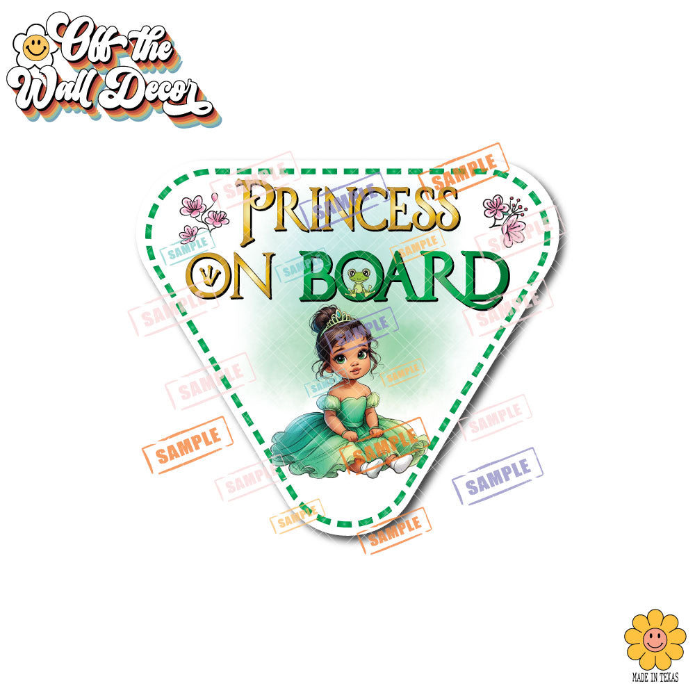 Baby Princess Tiana | Baby on Board | Suction Cup Sign, Magnet OR Vinyl Decal Sticker