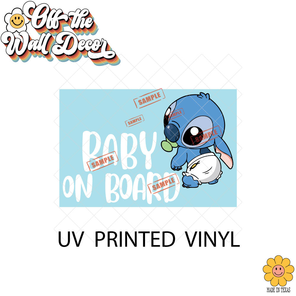 Baby Stitch | Baby on Board | Suction Cup Sign, Magnet OR Vinyl Decal Sticker