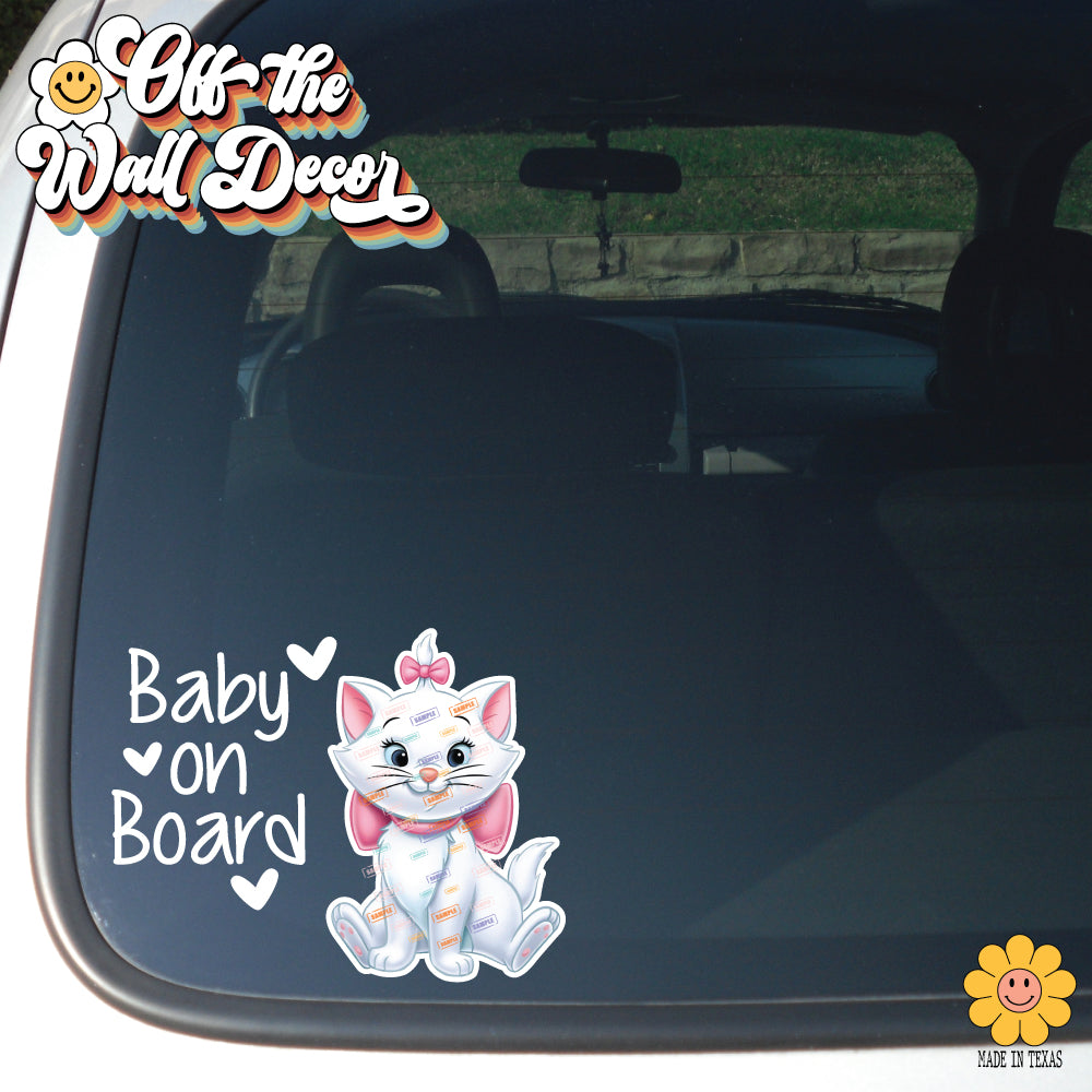 Marie Kitty | Baby on Board | Suction Cup Sign, Magnet OR Vinyl Decal Sticker