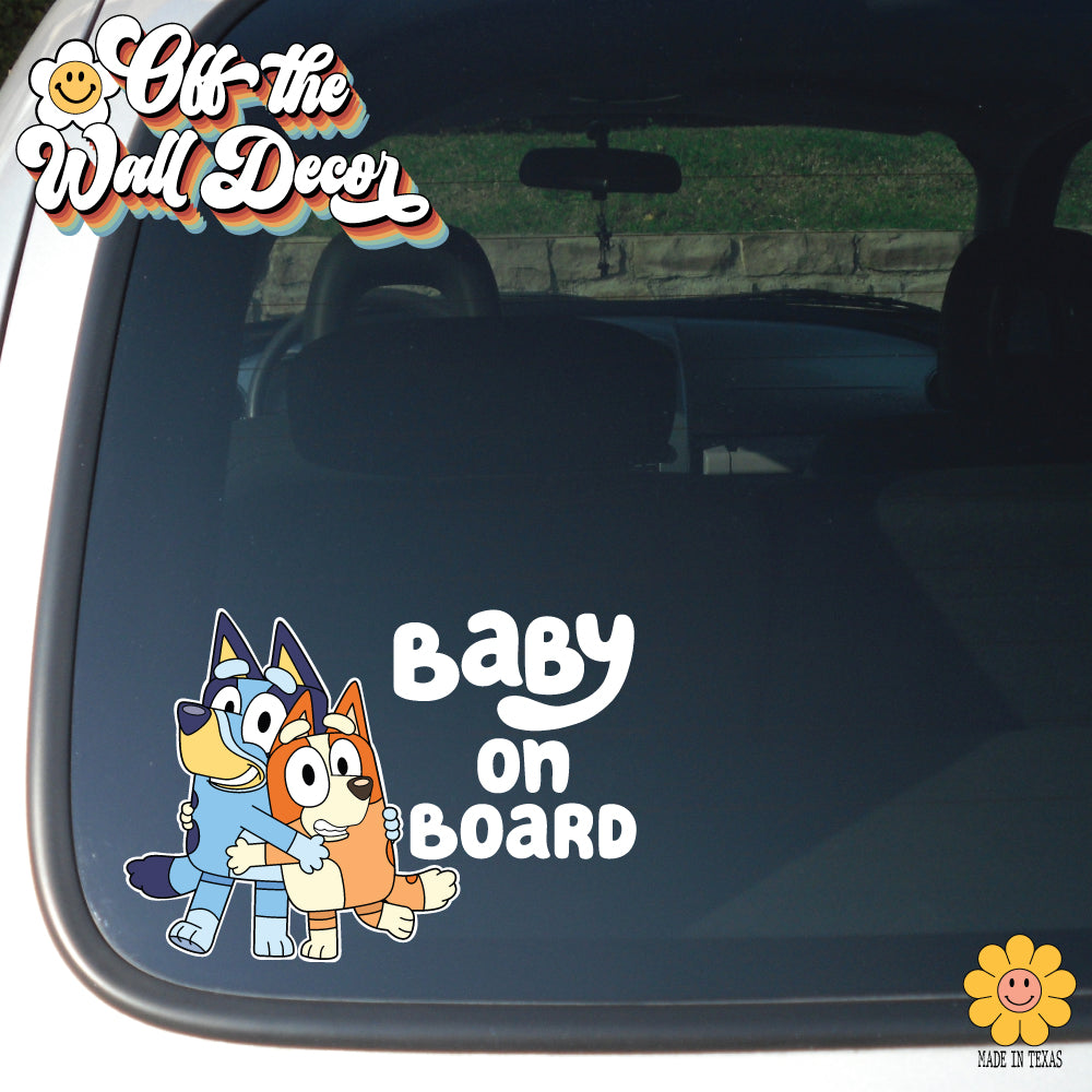 Bluey & Bingo | Baby on Board | Suction Cup Sign, Magnet OR Vinyl Decal Sticker