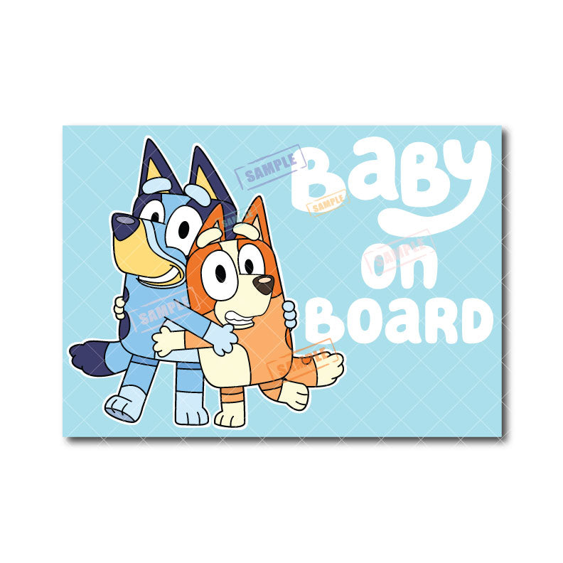 Bluey & Bingo | Baby on Board | Suction Cup Sign, Magnet OR Vinyl Decal Sticker