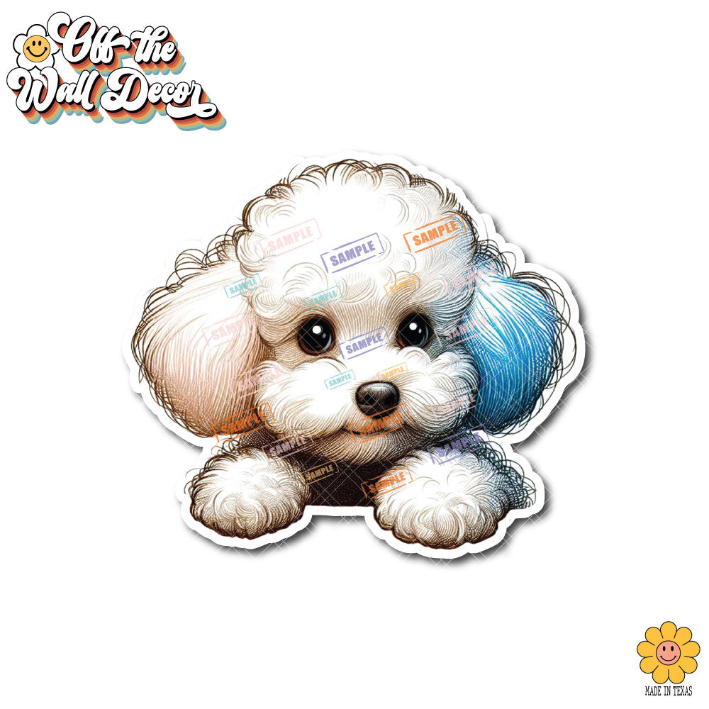 Peeking Poodle | Car/Truck Sticker, Automotive Decals, Car Bling Stickers and Decals, Pet Cat Dog Decal for Window