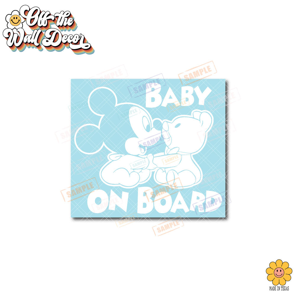 Baby Mickey with Teddy | Baby on Board | Suction Cup Sign, Magnet OR Vinyl Decal Sticker