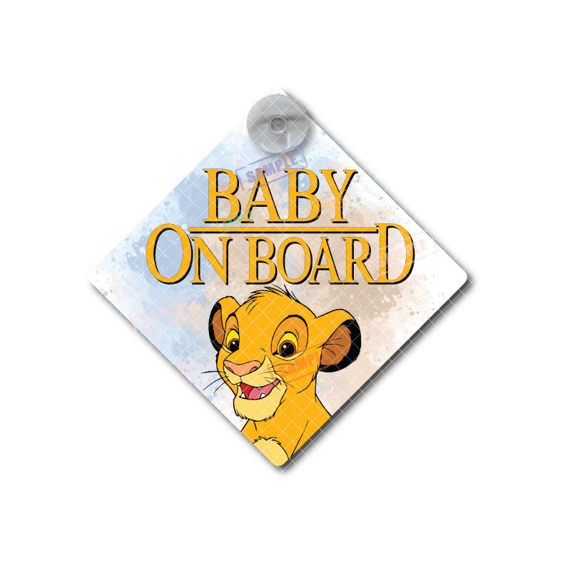 Simba | Baby on Board | Suction Cup Sign, Magnet OR Vinyl Decal Sticker