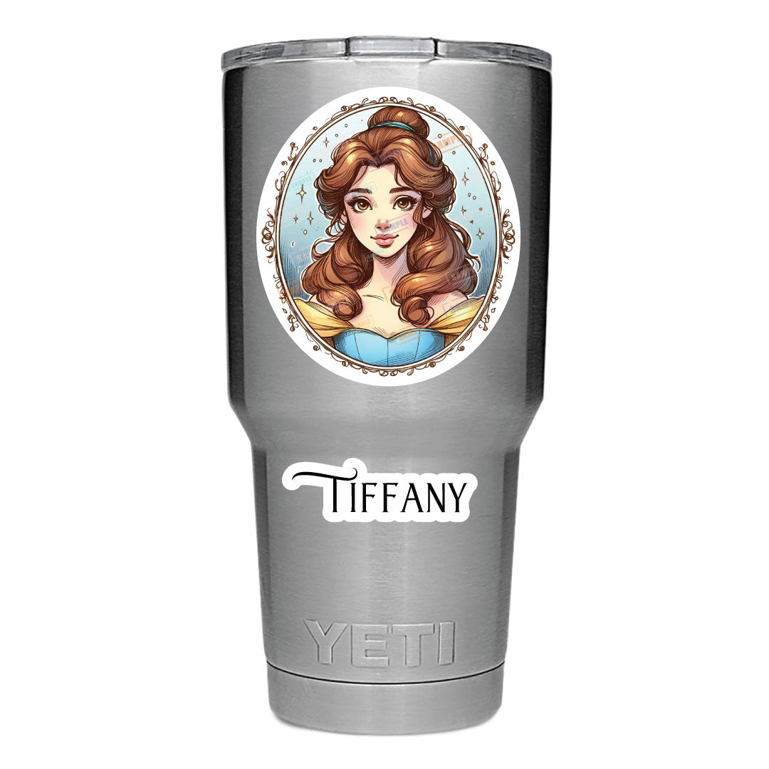 Princess Mug Waterproof Sticker: Holographic or Glossy Laminate