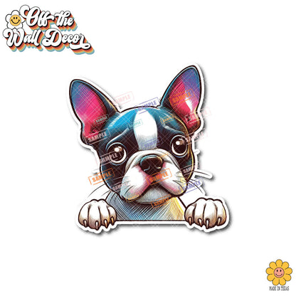 Peeking Boston | Car/Truck Sticker, Automotive Decals, Car Bling Stickers and Decals, Pet Cat Dog Decal for Window