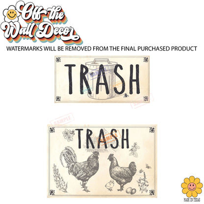 Vintage Farmhouse Styled | Country Chickens | Trash Can and Recycle Labels