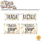 Vintage Farmhouse Styled | Country Cow | Trash Can and Recycle Labels