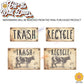 Vintage Farmhouse Styled | Country Cow | Trash Can and Recycle Labels