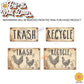 Vintage Farmhouse Styled | Country Chickens | Trash Can and Recycle Labels