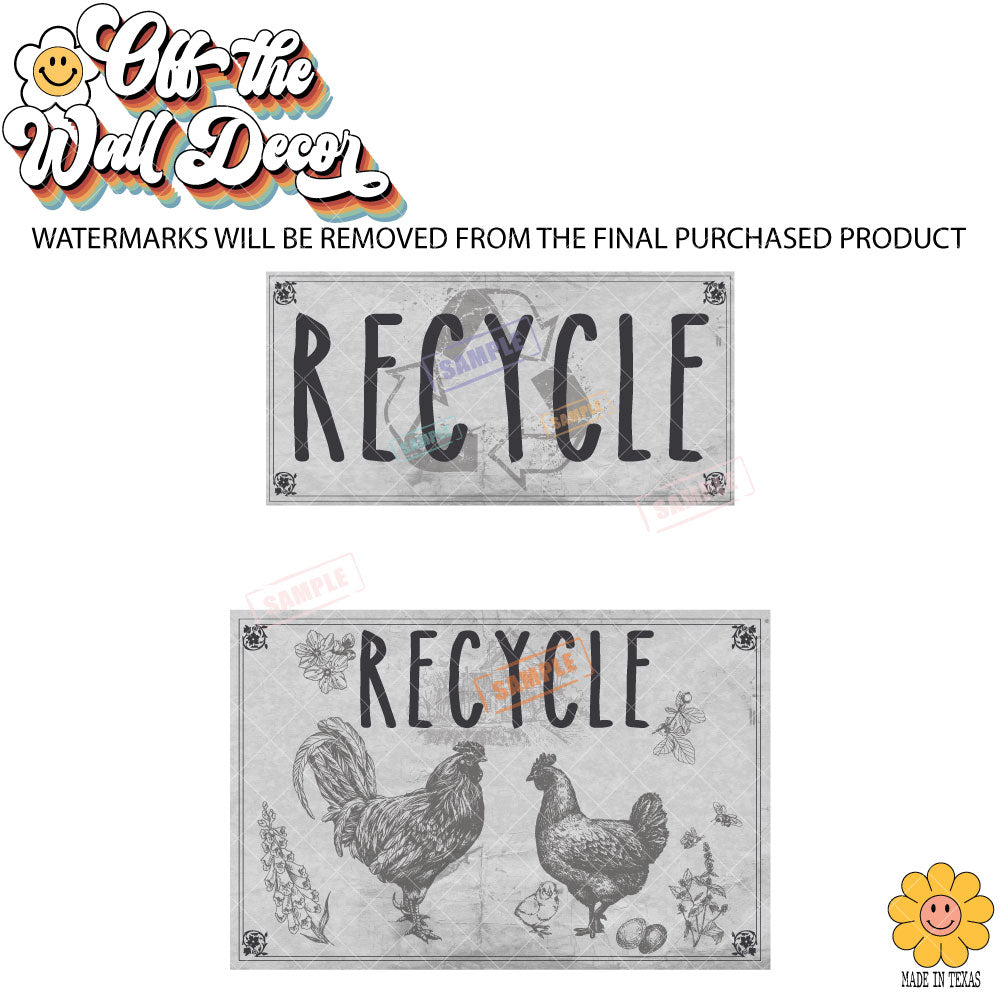 Vintage Farmhouse Styled | Country Chickens | Trash Can and Recycle Labels