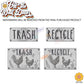 Vintage Farmhouse Styled | Country Chickens | Trash Can and Recycle Labels