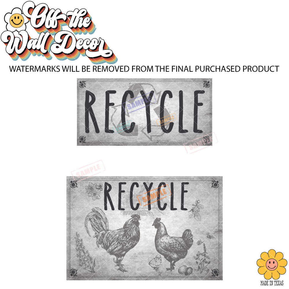 Vintage Farmhouse Styled | Country Chickens | Trash Can and Recycle Labels