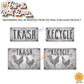 Vintage Farmhouse Styled | Country Chickens | Trash Can and Recycle Labels