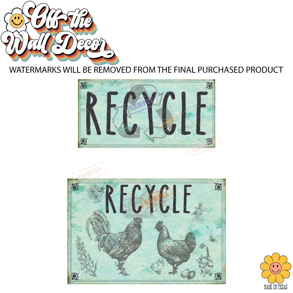 Vintage Farmhouse Styled | Country Chickens | Trash Can and Recycle Labels