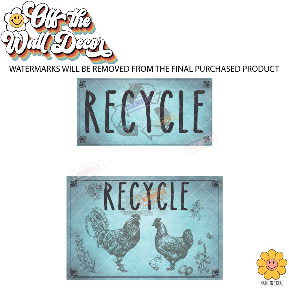 Vintage Farmhouse Styled | Country Chickens | Trash Can and Recycle Labels