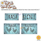 Vintage Farmhouse Styled | Country Chickens | Trash Can and Recycle Labels