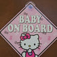 Hello Kitty | Baby on Board | Suction Cup Sign, Magnet OR Vinyl Decal Sticker