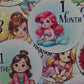 Princess 1st Year Milestone Vinyl decal stickers | Includes all 12 stickers