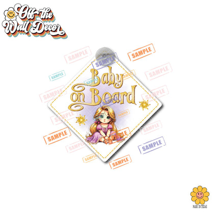 Baby Rapunzel | Baby on Board | Suction Cup Sign, Magnet OR Vinyl Decal Sticker