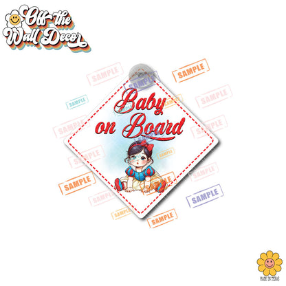 Baby Snow White | Baby on Board | Suction Cup Sign, Magnet OR Vinyl Decal Sticker