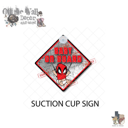 Baby DeadPool | Baby on Board | Suction Cup Sign, Magnet OR Vinyl Decal Sticker