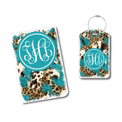 Monogram | Leopard Print Boho | Passport Holder & Luggage Tag