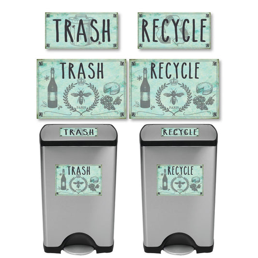 Vintage Farmhouse Styled | Country French | Trash Can and Recycle Labels